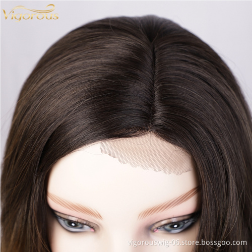 Vigorous Wholesale Price Long Ombre Black To Brown Wavy Wigs Side Part Lace Synthetic Wigs For Black Women Heat Resistant
